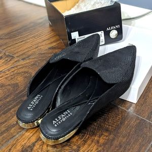 Alfani step n flex black mule flats - like new!